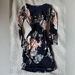 ❤️‍🔥 Fashion nova blue floral dress midi sexy long sleeve NEW